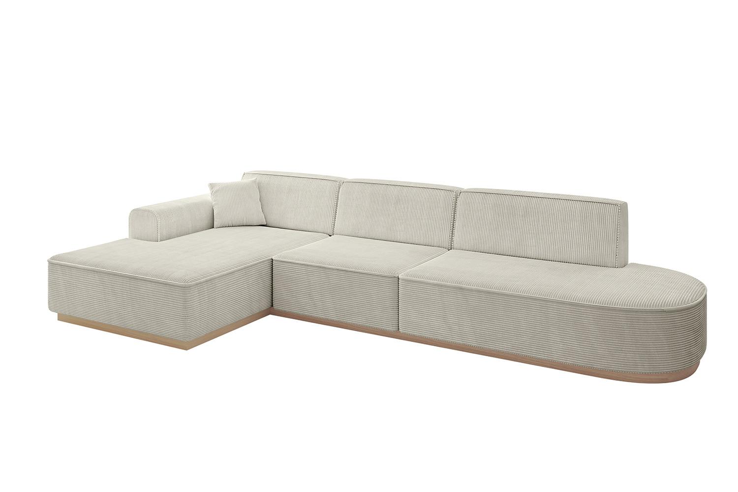 ECKSOFA Ottomane Links IREA-L2 - 327x165x80 cm Creme - Ecru/Creme, Holzwerkstoff/Textil (327/165cm) - ALTDECOR