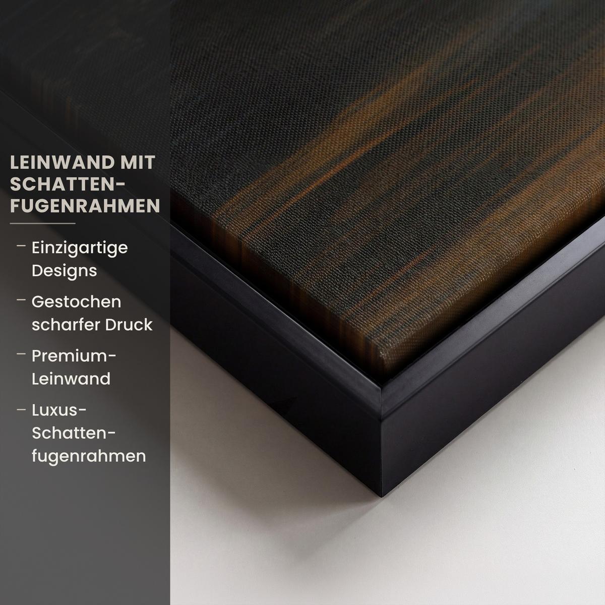 LEINWAND Bilder mit Rahmen - Bergkulisse mit goldenem Sonnenuntergang - 120x80 - Goldfarben, Textil (120/80cm) - MuchoWow