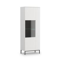 VITRINE Queba 2T Weiß 70/190/41 cm – Vitrine weiß mit Glastüren - Schwarz/Weiß, Holzwerkstoff (70/190/41cm) - AX Living