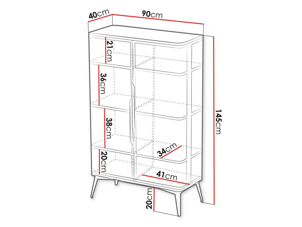 VITRINE Modera - Kaschmir/Goldfarben, Holzwerkstoff/Metall (90/145/40cm) - MIRJAN24