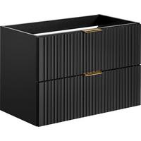 WASCHBECKENUNTERSCHRANK Niva hängend mit Rillenfronten in Schwarz, 80/57/46 cm - Multicolor/Schwarz, Holzwerkstoff/Kunststoff (80/57/46cm) - WFL GROUP