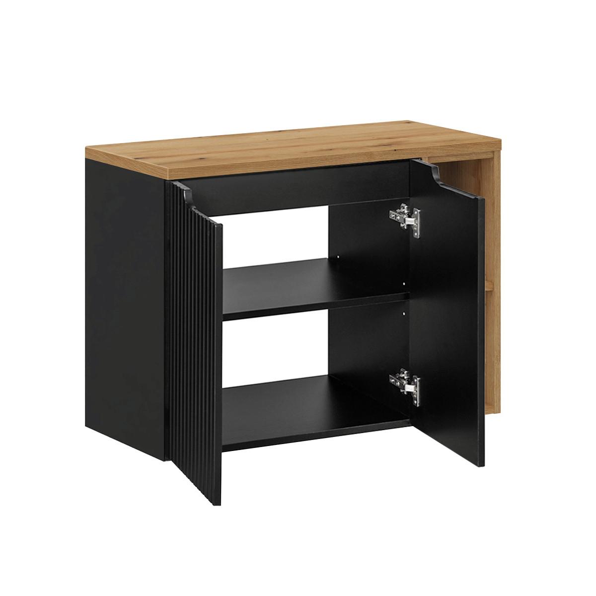 WASCHTISCH 80.4cm Riva Schwarz und Holz - Schwarz, Holzwerkstoff (80.4/59.5/40cm) - Petits-meubles
