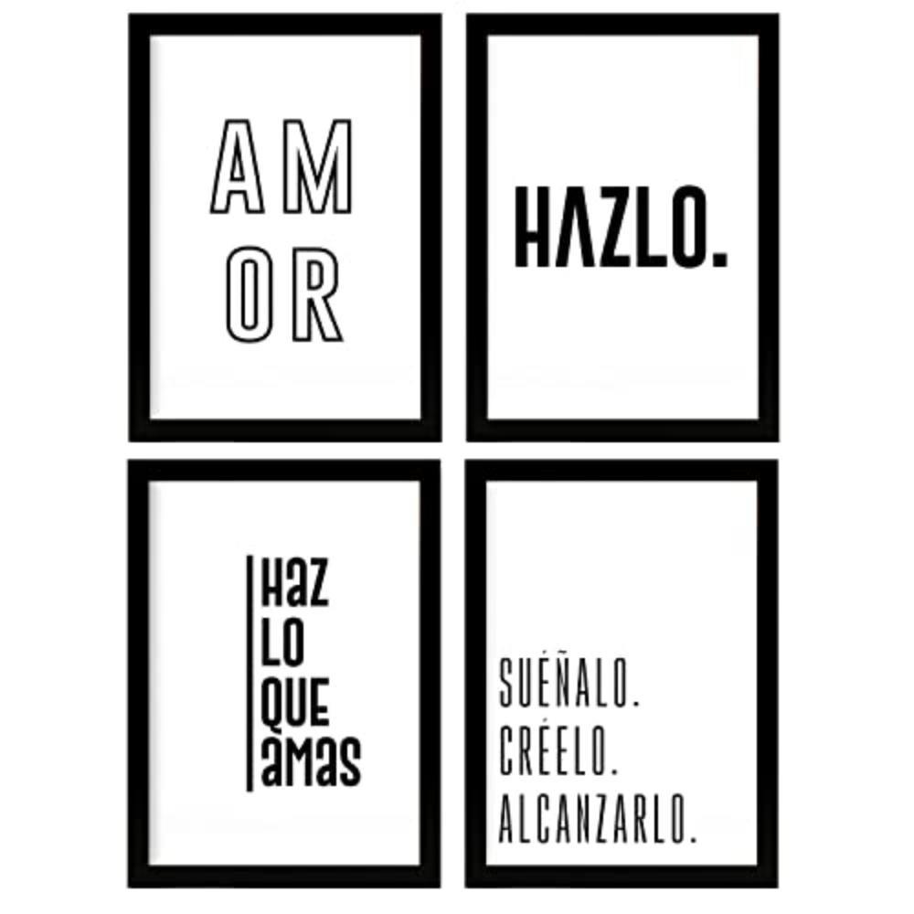 POSTER Set mit 4 Leidenschaft TypografieStil A3 Rahmenlos - Klar, Papier (29.7/3cm) - Nacnic