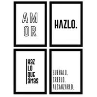POSTER Set mit 4 Leidenschaft TypografieStil A3 Rahmenlos - Klar, Papier (29.7/3cm) - Nacnic