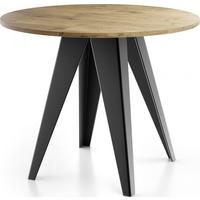 ESSTISCH Glory runder ausziehbarer, Lancelot Eiche 100-140/100/76 cm - Eichefarben/Schwarz, Holzwerkstoff/Metall (100/140/76cm) - WFL GROUP
