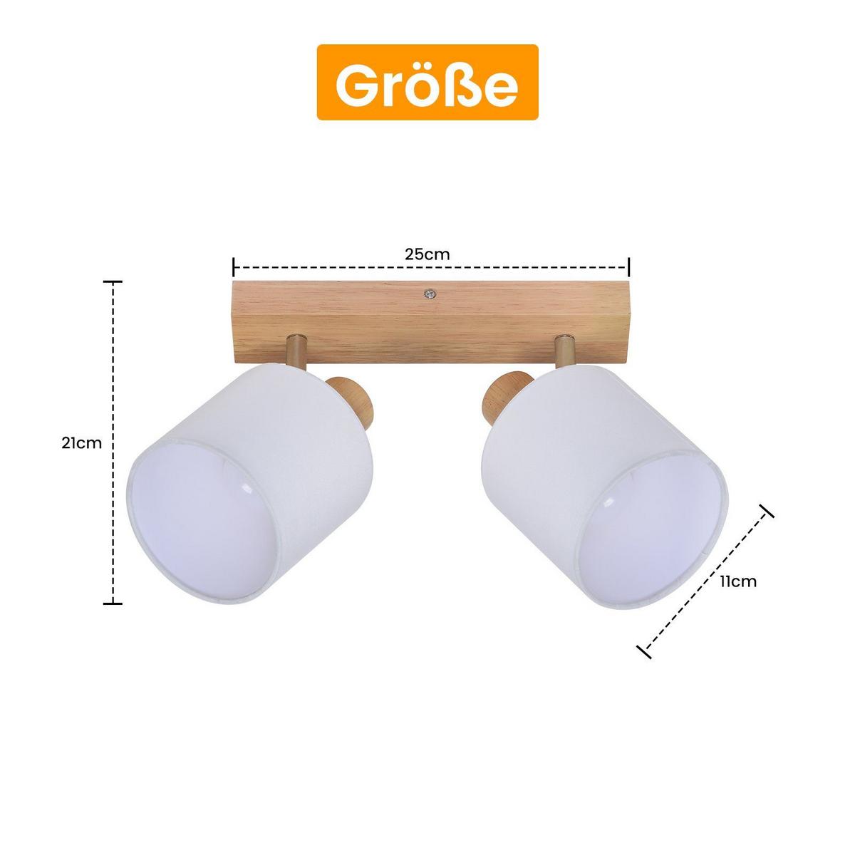 DECKENSTRAHLER Brand 2-flammig 25/11/21 cm - Braun, Textil (25/11/21cm) - Nettlife