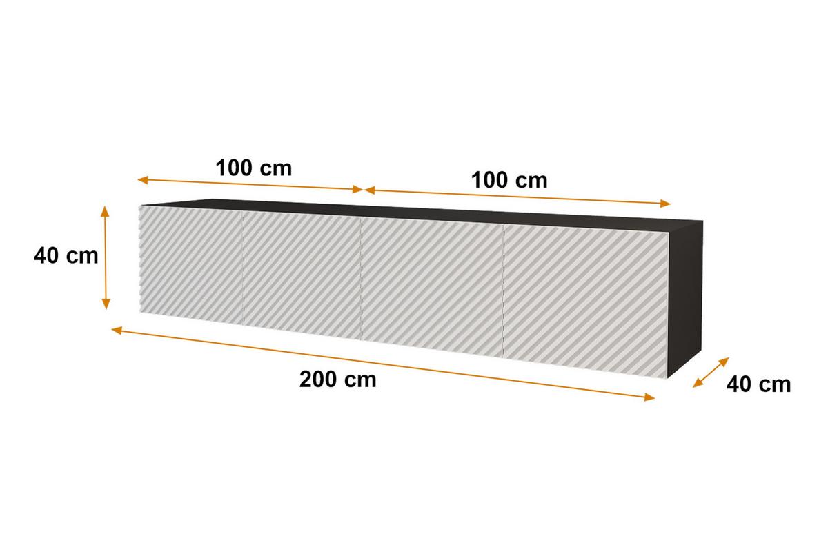 LOWBOARD ZENO-W 2x100x40x40 cm - Schwarz / Weiß - Weiß, Holzwerkstoff (200/40/40cm) - ALTDECOR