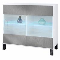 KOMMODE Bari Scratchy Metal - Silberfarben, Holzwerkstoff (92.5/84.5/35cm) - Vladon