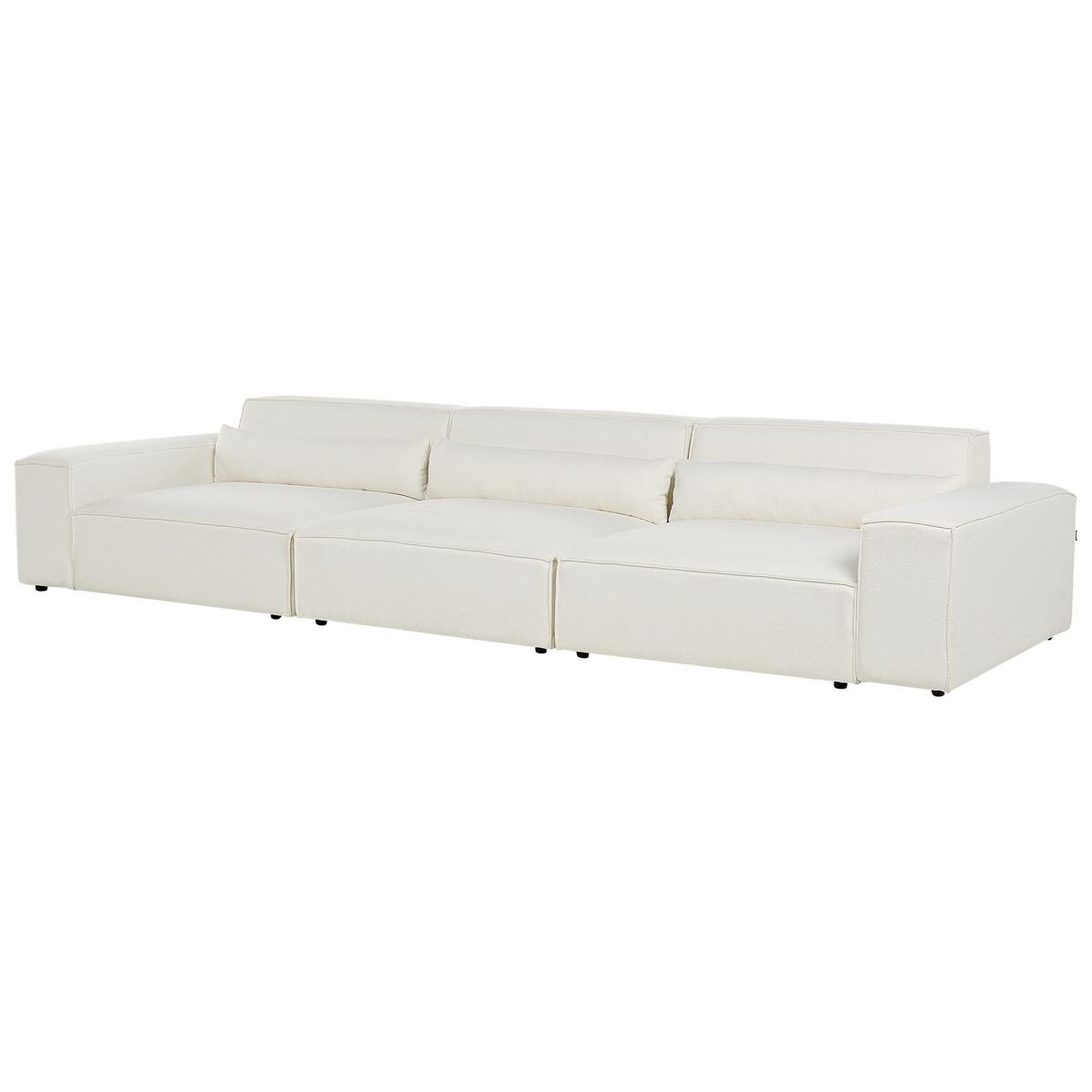 3-SITZER-SOFA Bouclé cremeweiß Hellnar - Weiß, Textil (364/70/126cm) - Beliani