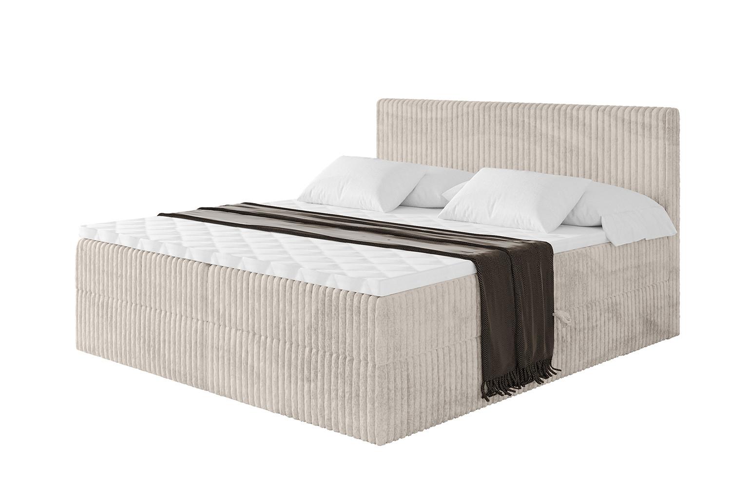 BOXBETT mit Matratze H4 und Lattenrost - TOLO - 120x200 Cord - Creme - Creme, Holzwerkstoff/Kunststoff (120/200cm) - ALTDECOR