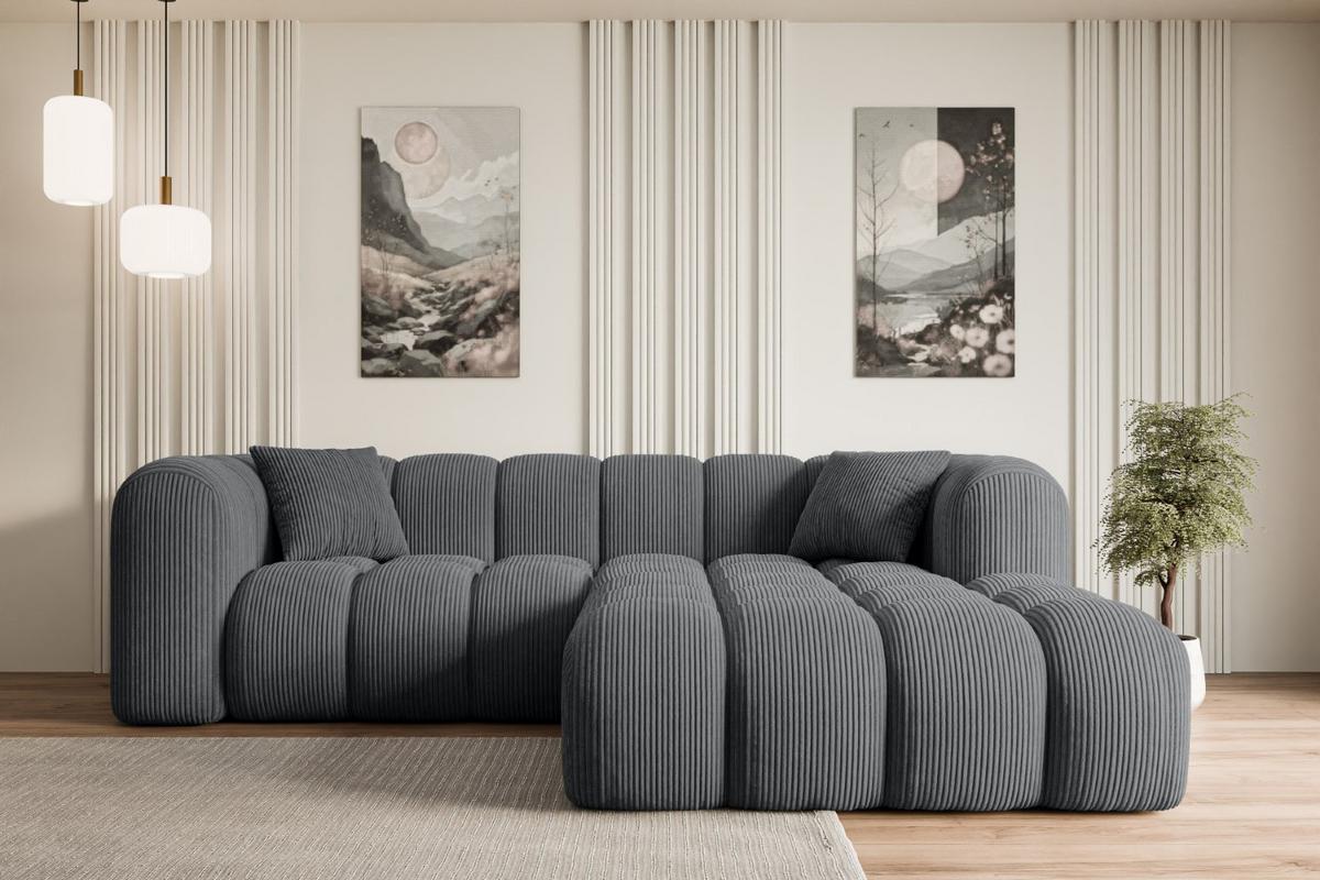 ECKSOFA Ottomane Rechts OLEA-L1 - 231x173x74 cm Dunkelgrau - Dunkelgrau/Schwarz, Holzwerkstoff/Kunststoff (231/173cm) - ALTDECOR