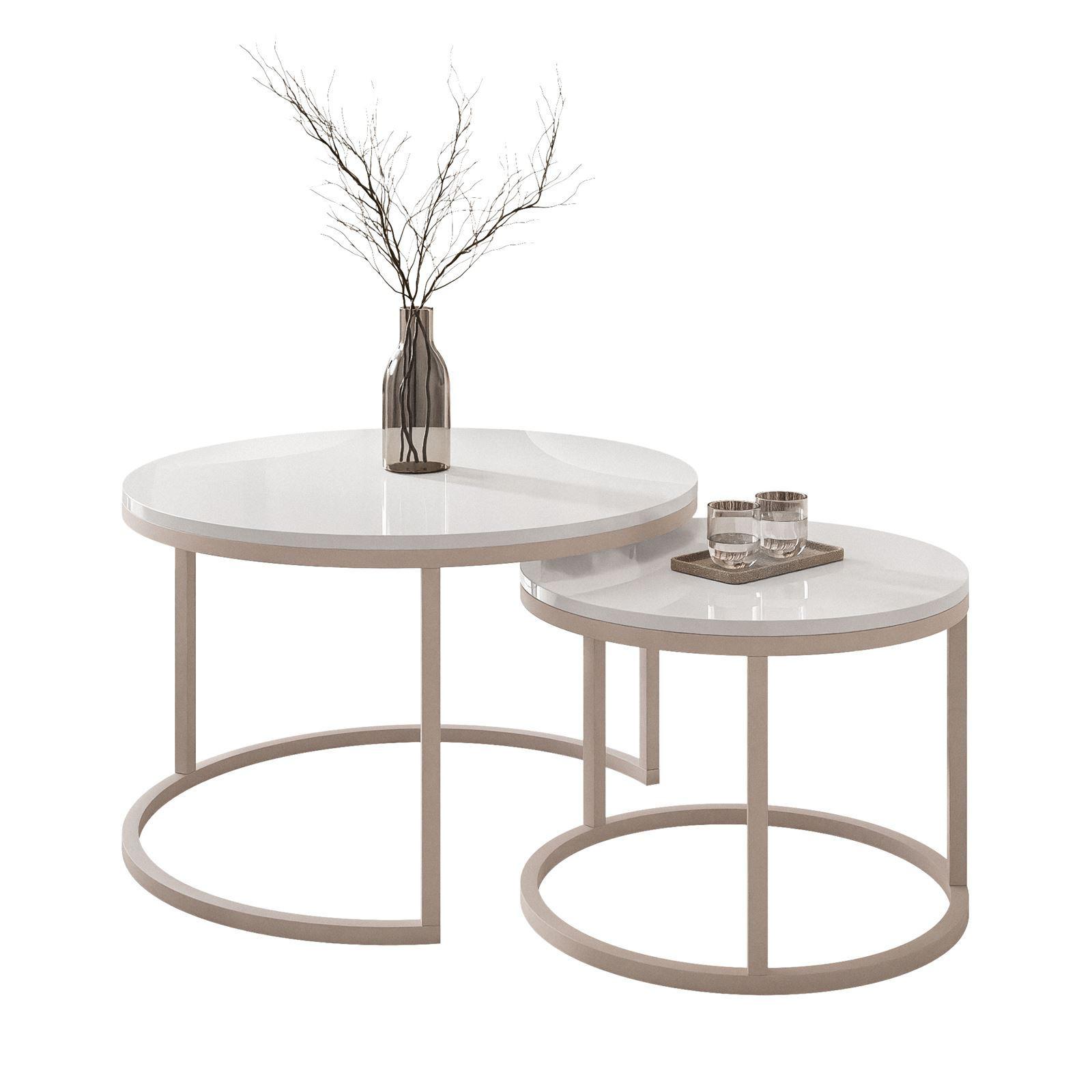 COUCHTISCH CIRI 2-in-1 KASCHMIR - Beige/Weiß, Holzwerkstoff (70/70/48cm) - Lookway