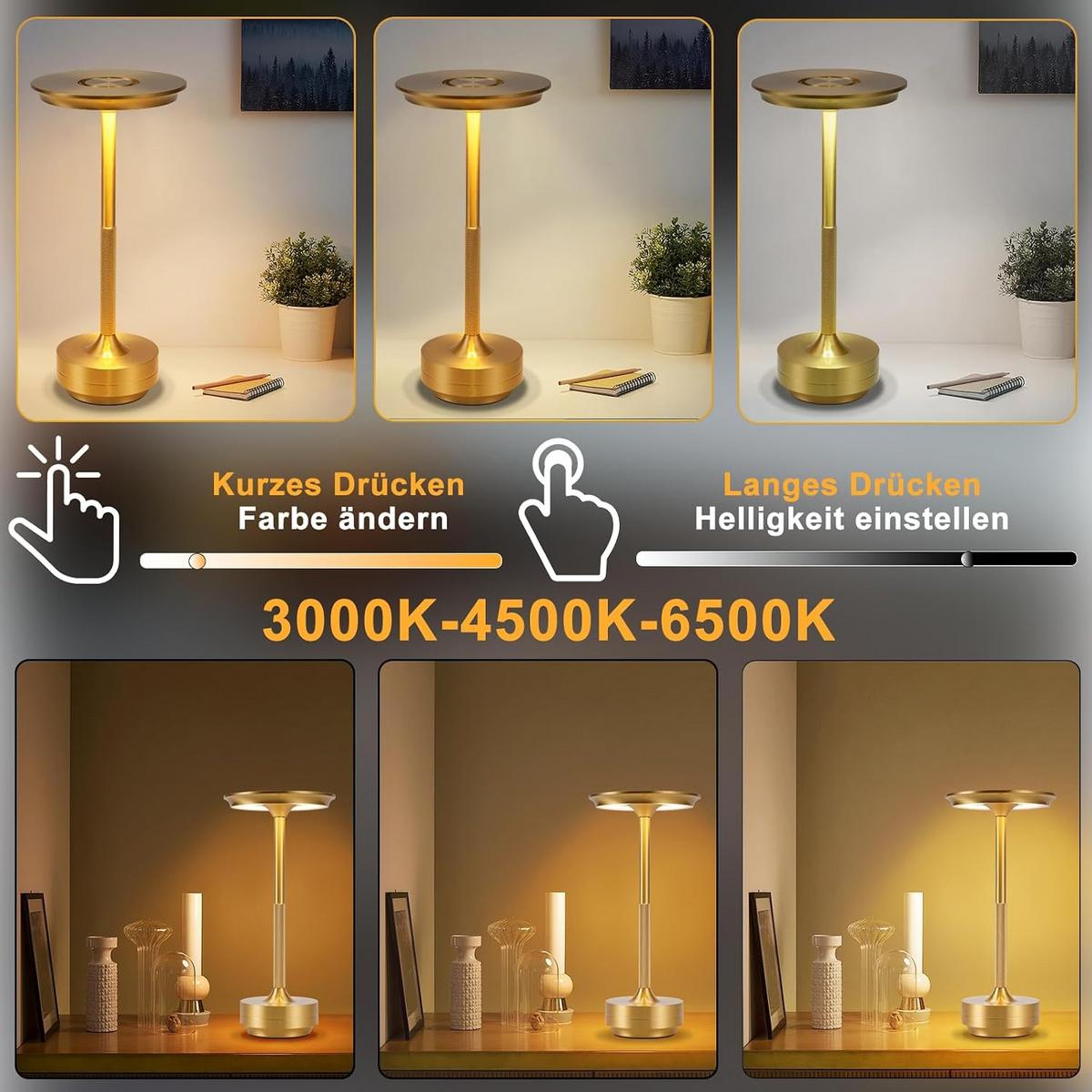 TISCHLEUCHTE Brenndel 12.8/12.8/27 cm - Goldfarben, Kunststoff/Metall (12.8/12.8/27cm) - ZMH