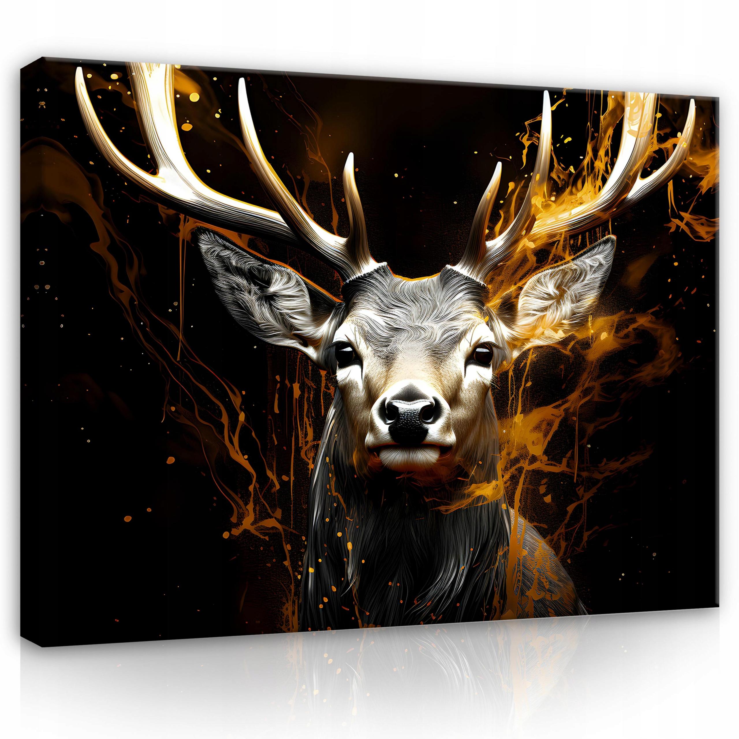 LEINWANDBILD Abstrakt Hirsche 120x80 - Multicolor, Holzwerkstoff (120/80cm) - Wallarena