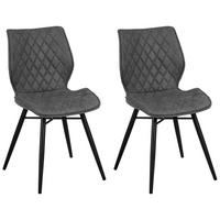 ESSZIMMERSTUHL 2er-Set Polsterbezug Grau Lisle - Grau, Textil/Metall (44/86/56cm) - Beliani