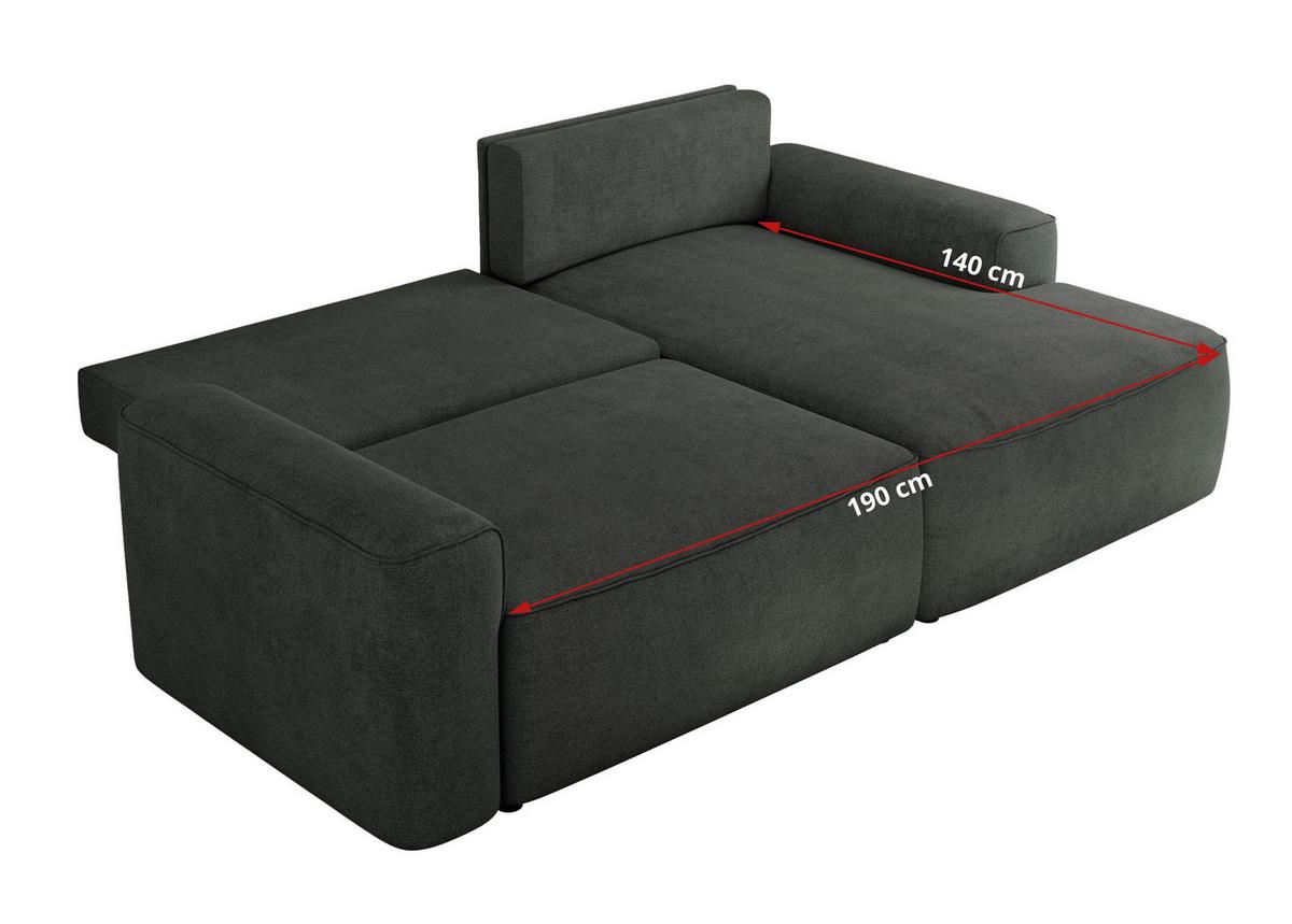 ECKSOFA BELLUNO L Dunkelgrau Strukture - Rechts - Dunkelgrau/Schwarz, Textil (233/144cm) - MKS
