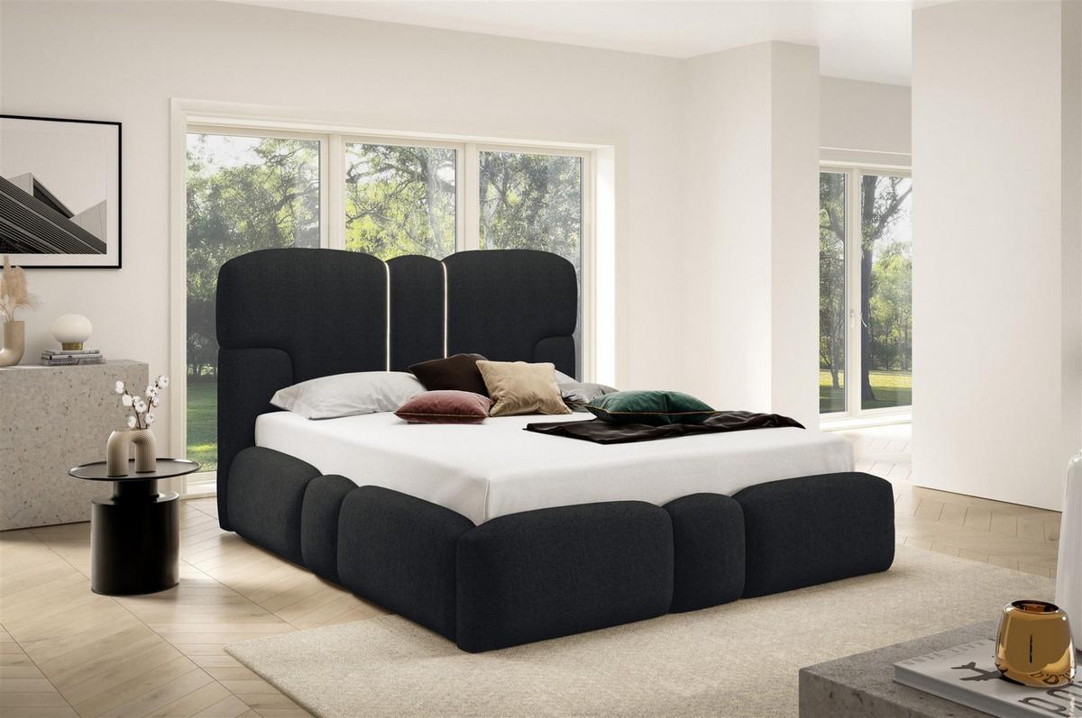 POLSTERBETT Jordan - Schwarz, Holzwerkstoff/Textil (140/200cm) - Fun Möbel