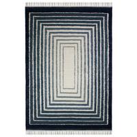 WOLLTEPPICH handgewebt FROND, geometrisch, Blau, 200 x 300 cm - Blau, Textil (300/200cm) - KADIMA DESIGN