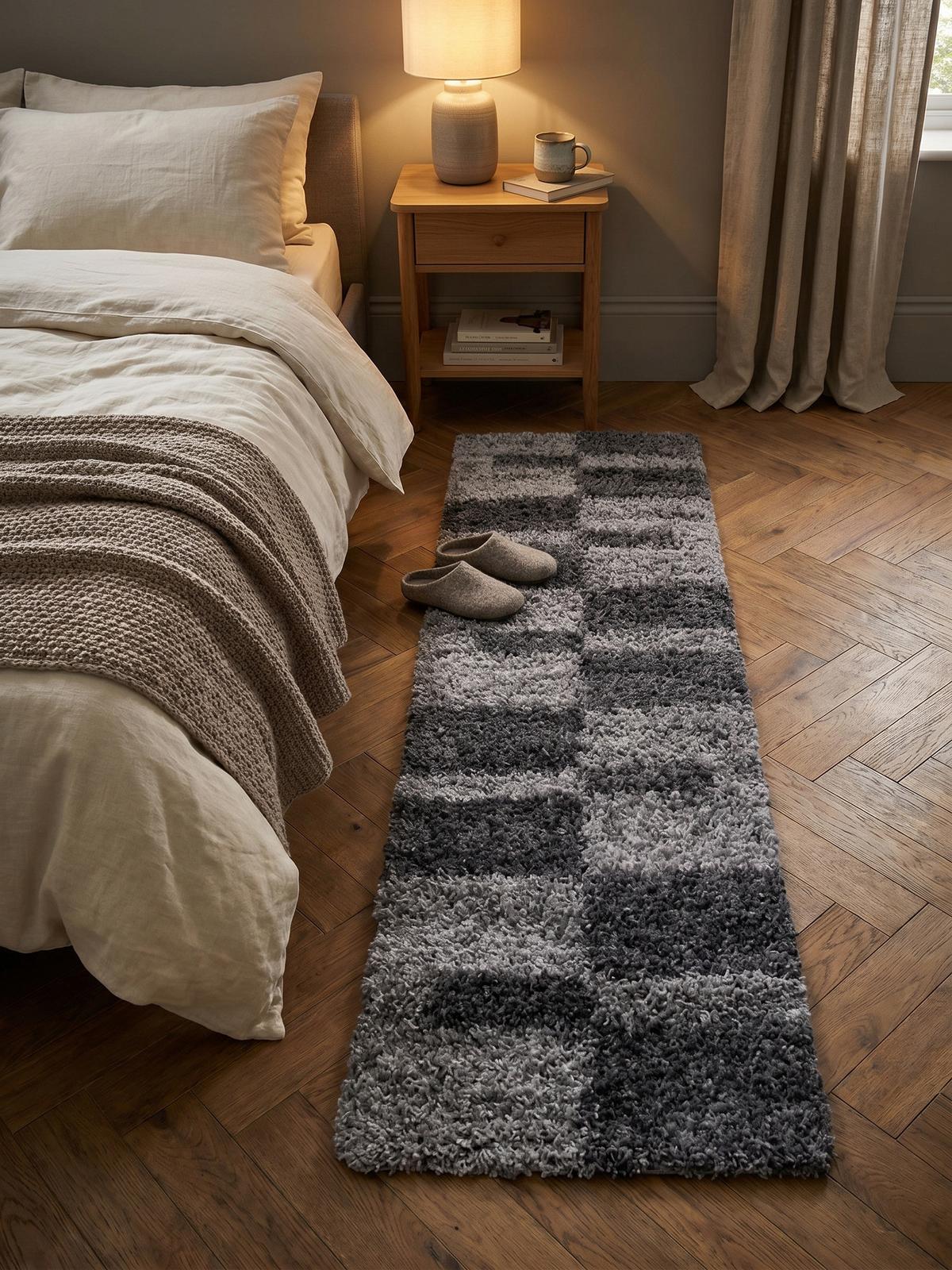 HOCHFLORTEPPICH WERFEN, kariert, Grau, 80 x 250 cm - Grau, Textil (80/250cm) - KADIMA DESIGN