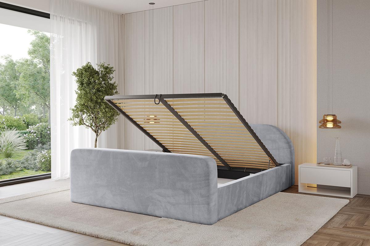 POLSTERBETT mit Bettkasten, Fußteil und Lattenrost, Boxbett mit Matratze H3/H4 - TIVON-Z-V1 180x200 Hellgrau - Hellgrau, Holzwerkstoff/Textil (180/200cm) - ALTDECOR