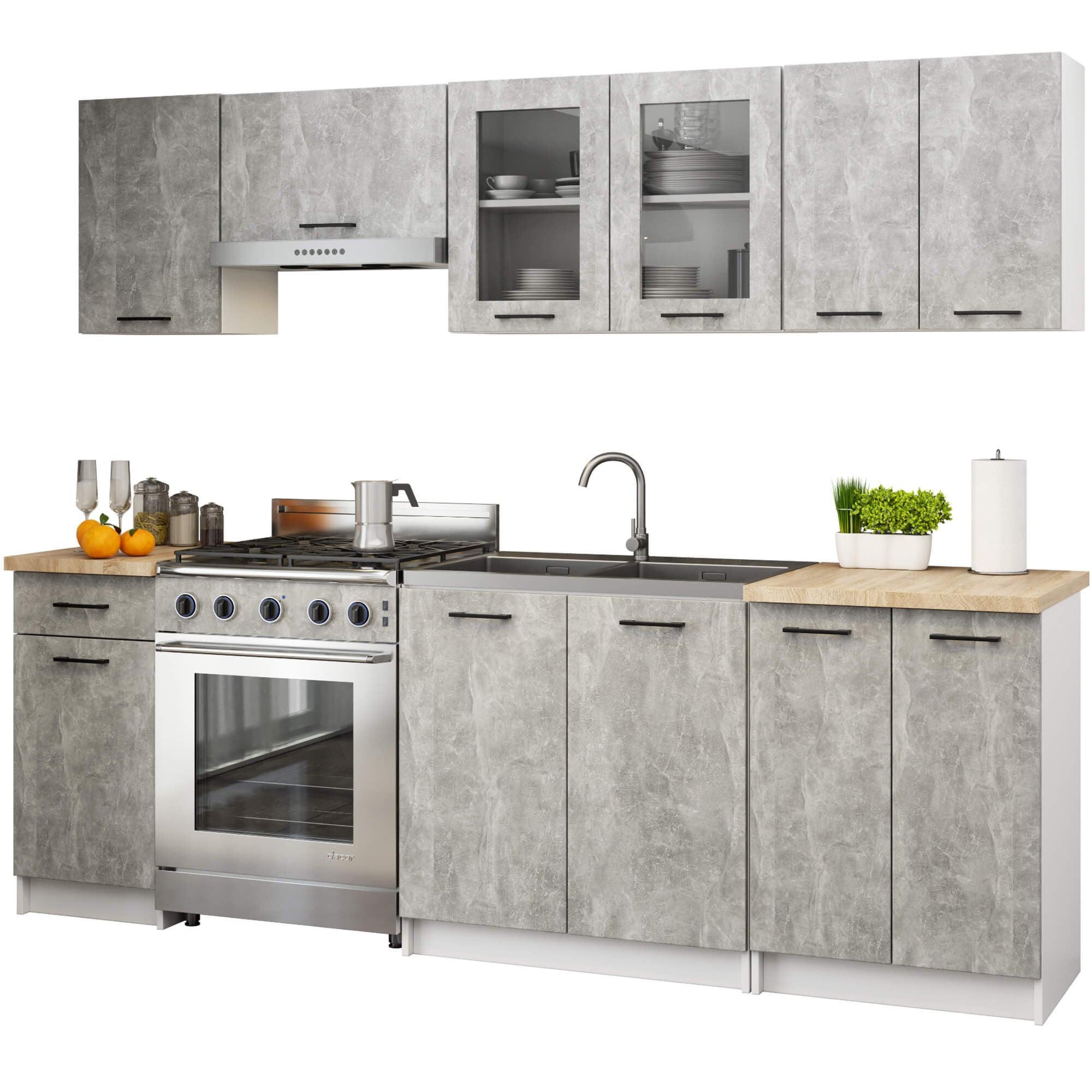 KÜCHENLEERBLOCK Beton 203/240/46 - Grau, Holzwerkstoff (240/203/46cm) - RAUMHIRSCH FURNITURE