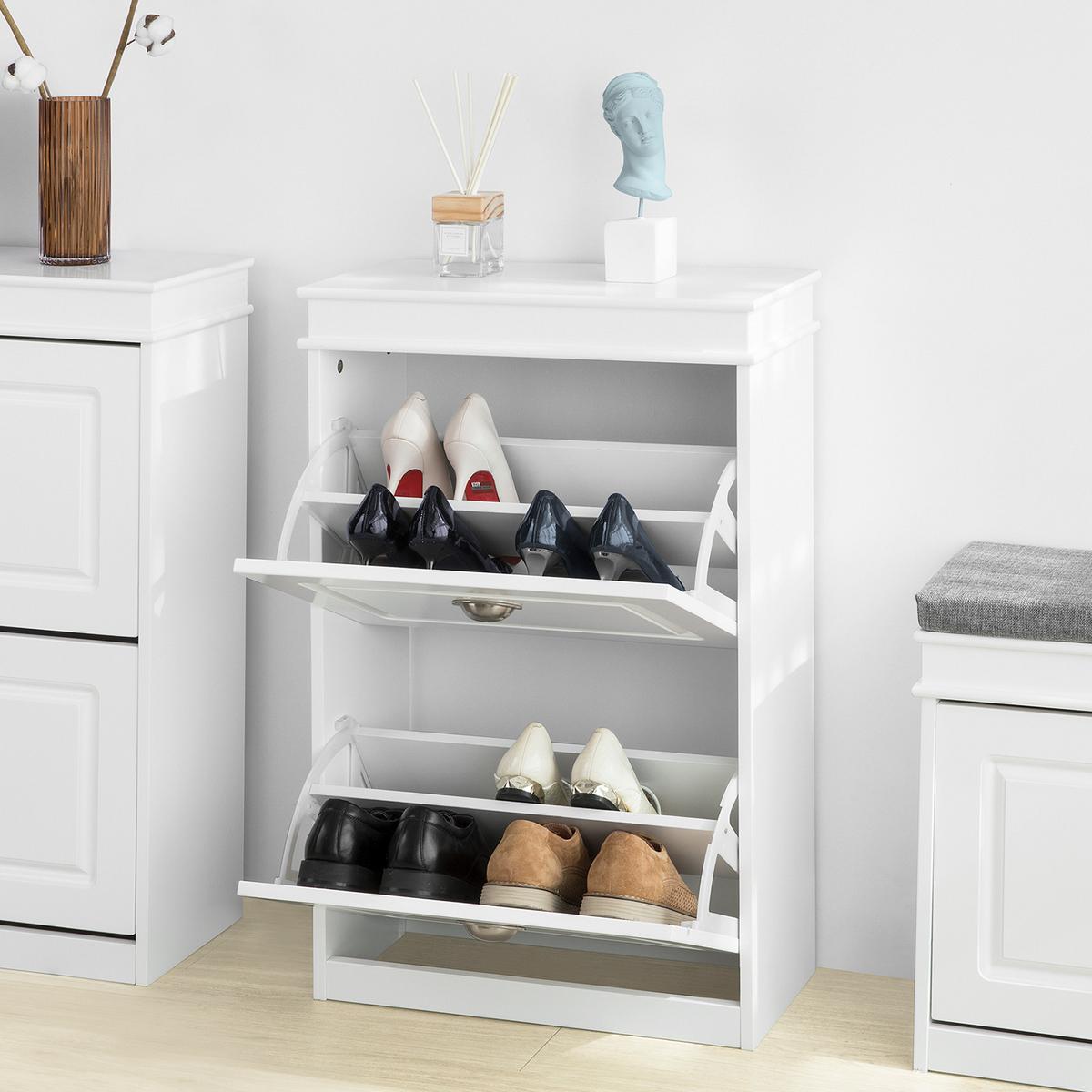 SCHUHSCHRANK Weiß - Weiß, Holzwerkstoff (53/82/24cm) - SoBuy