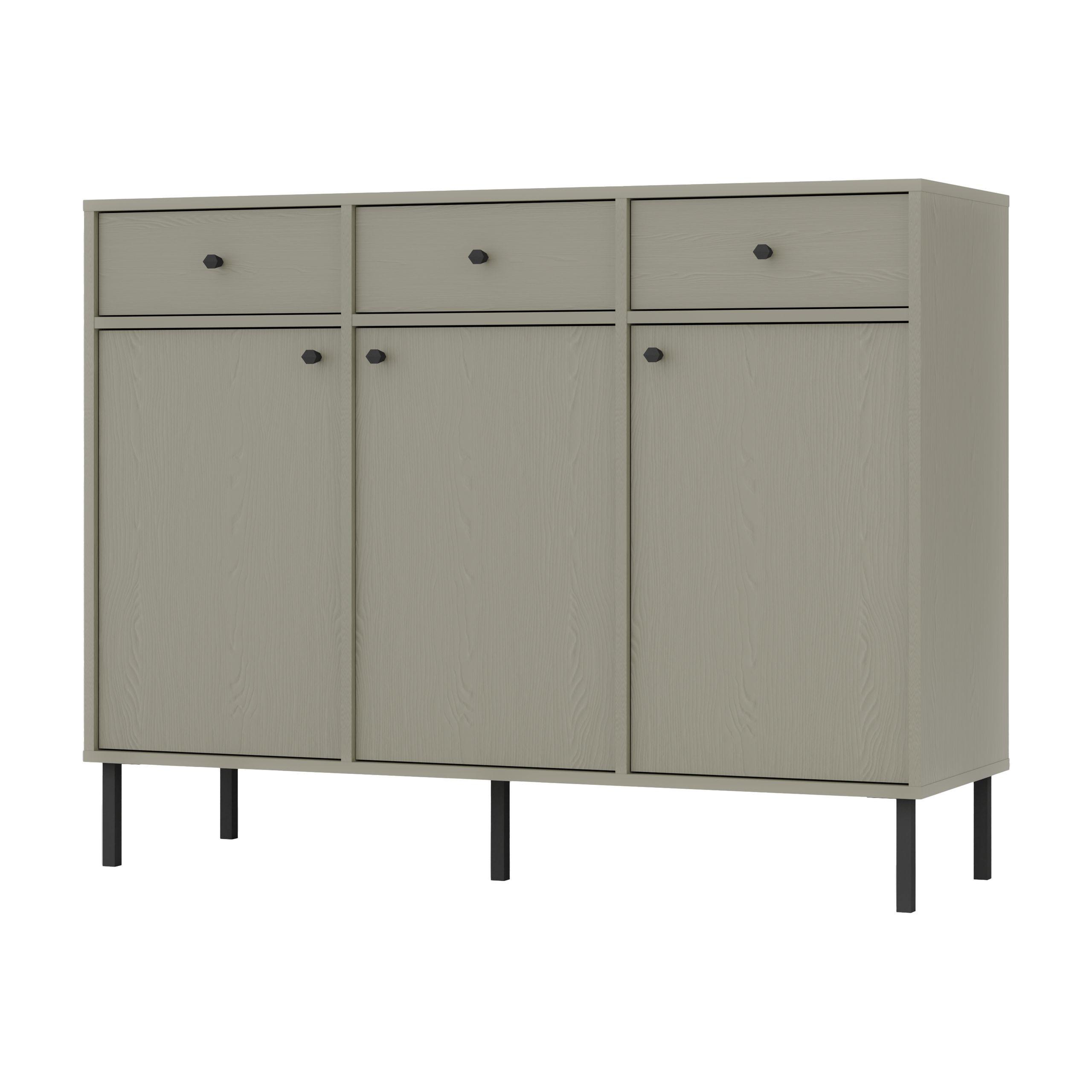 KOMMODE TORINO 125/95/41 cm mit 3 Schubladen 3 Türen Hellgrün - Hellgrün, Holzwerkstoff (125/95/41cm) - MASSENO