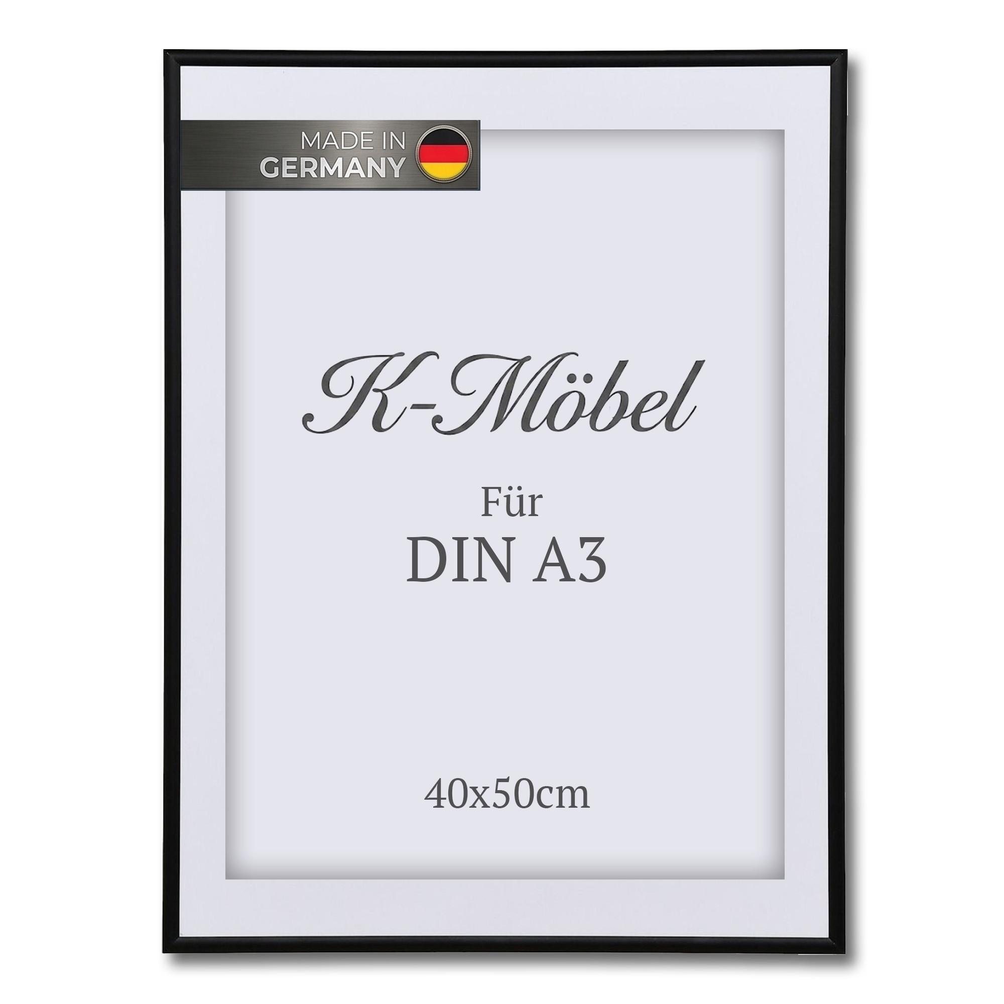 ALUMINIUM BILDERRAHMEN DIN A3 mit Passepartout - Schwarz, Metall (40/50/1.6cm) - K-Möbel