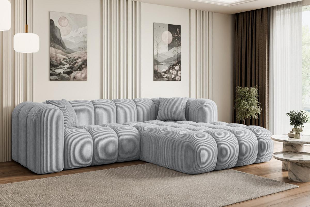 ECKSOFA Ottomane Rechts OLEA-L1 - 231x173x74 cm Grau - Schwarz/Grau, Holzwerkstoff/Kunststoff (231/173cm) - ALTDECOR