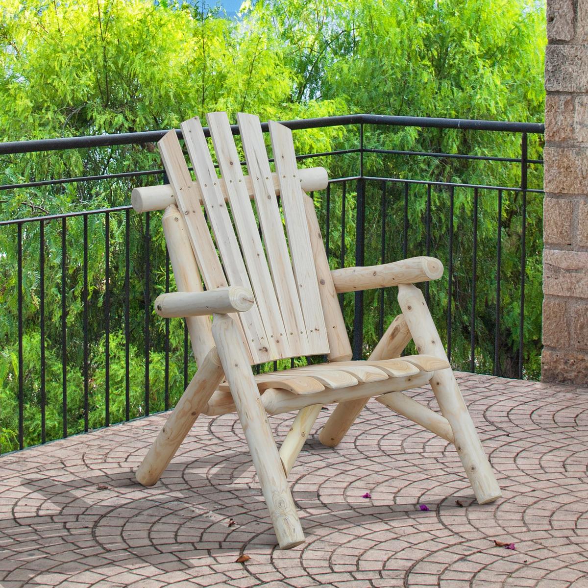 ADIRONDACK Gartenstuhl, Holzstuhl, Hochlehner, mit Armlehne, Tannenholz, Natur - Fichtefarben, Holz (68/101/83cm) - Outsunny