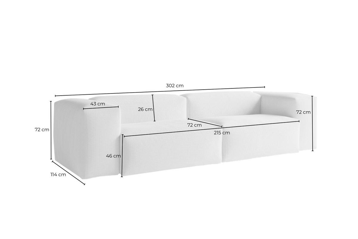 SOFA CELESTE Anthrazit Lederfaserstoff - Anthrazit/Schwarz, Leder/Kunststoff (302/72/114cm) - KAWOLA