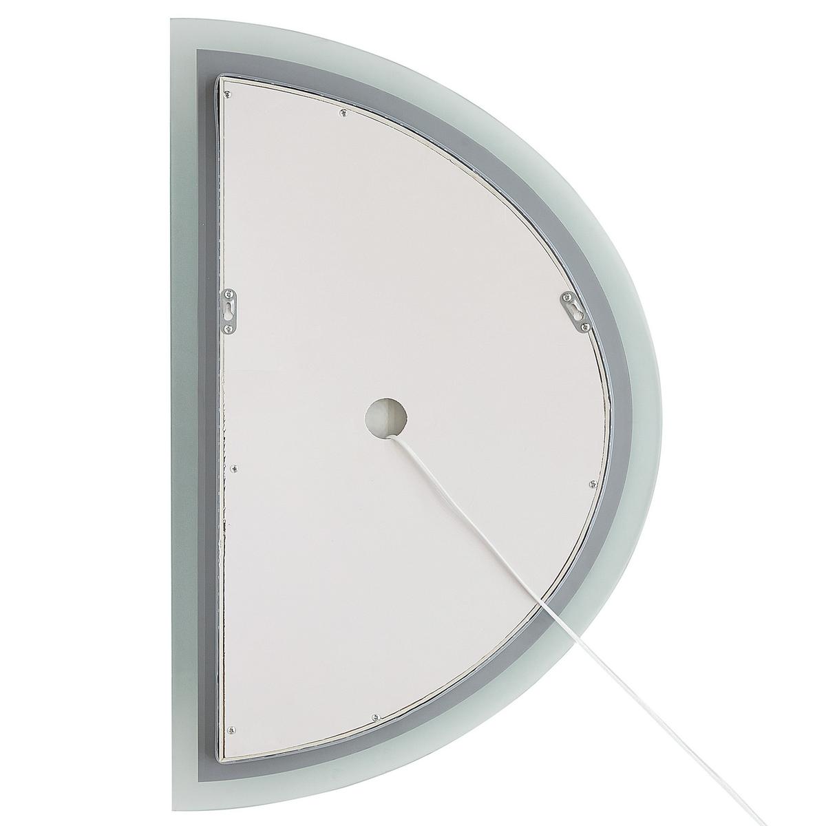 LED-WANDSPIEGEL halbrund 80 cm Silber Bezons - Silberfarben, Glas (80/3/49cm) - Beliani