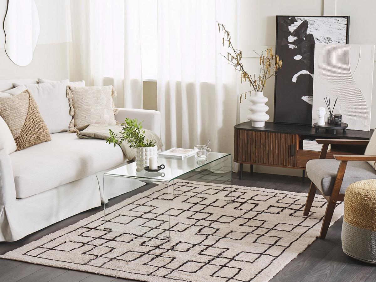 KURZFLOR-TEPPICH Turhal 200/140 cm - Beige, Textil (140/200cm) - Beliani