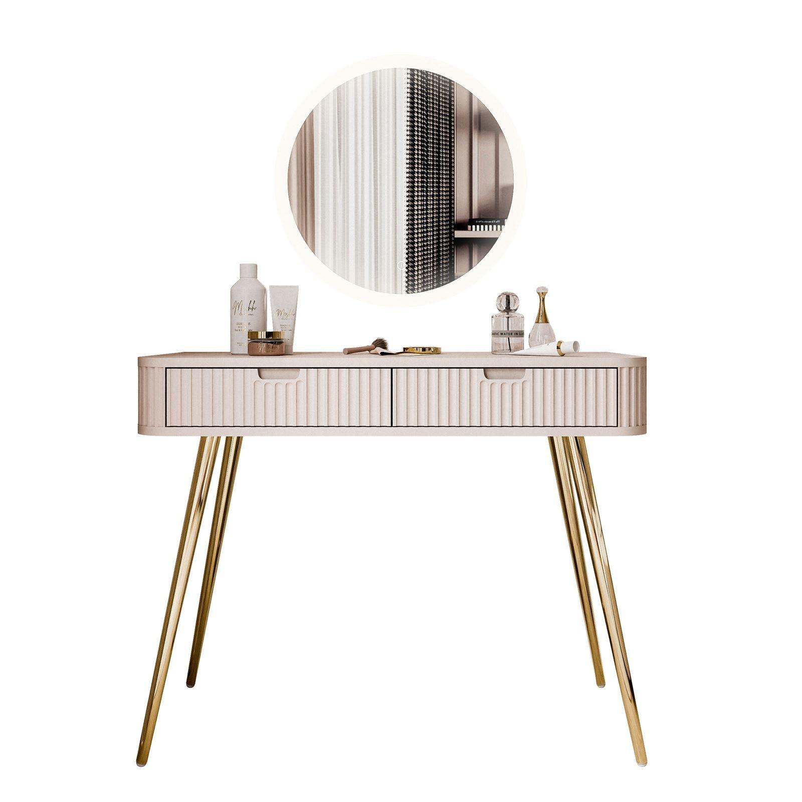 SCHMINKTISCH ZAIRA mit LED Spiegel Kaschmir - Kaschmir, Holzwerkstoff (103/80/49cm) - Lookway