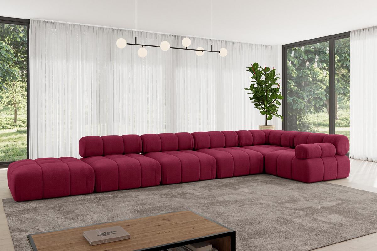 ECKSOFA modulares Sofa Felto-L3 - 475x190x70 cm Bordeauxrot Velours - Bordeaux, Holzwerkstoff/Textil (475/190cm) - ALTDECOR