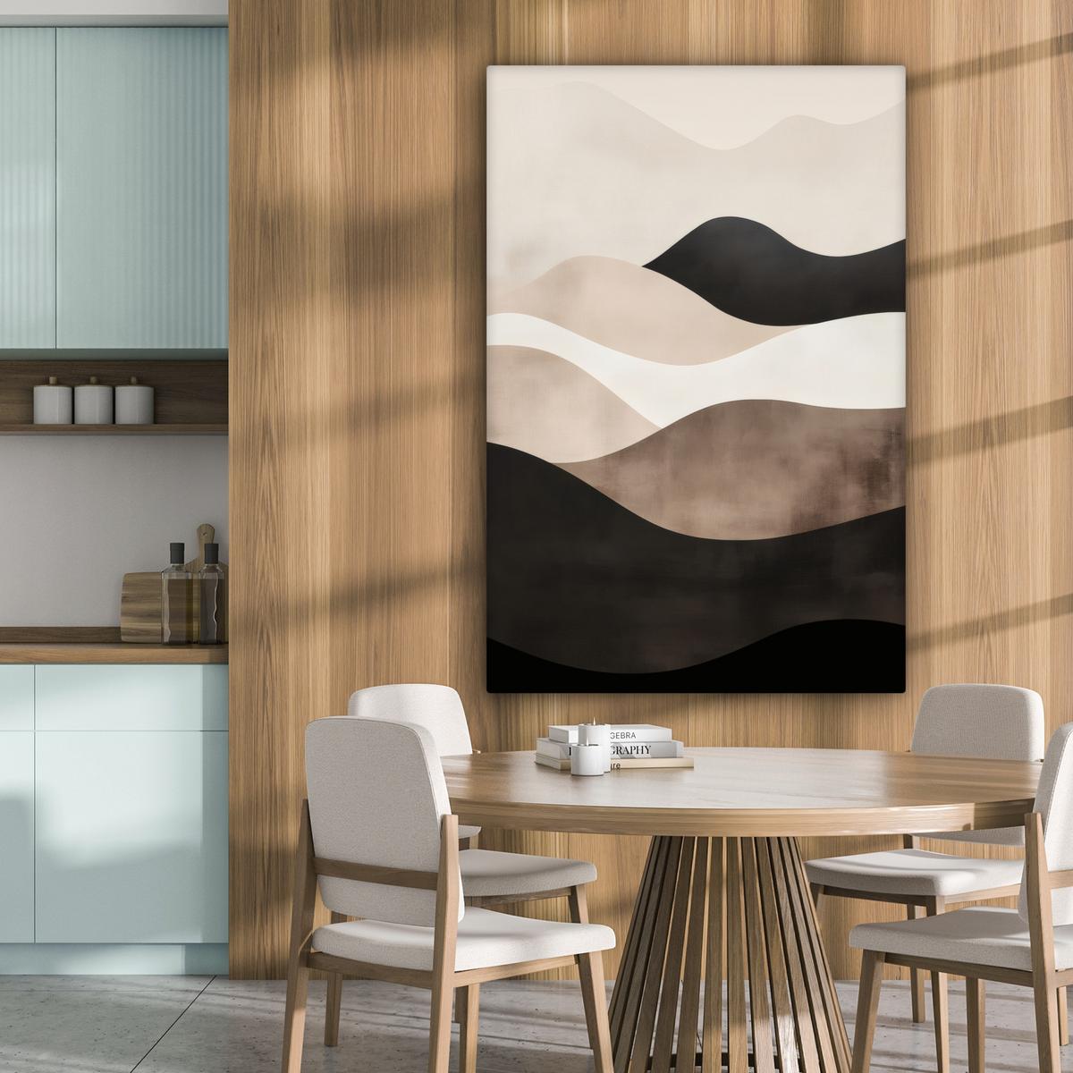 LEINWANDBILD Abstrakt - Landschaft - Wellen - Cremefarben Deko XXL 80x120 cm - Cappuccino, Textil (80/120cm) - MuchoWow
