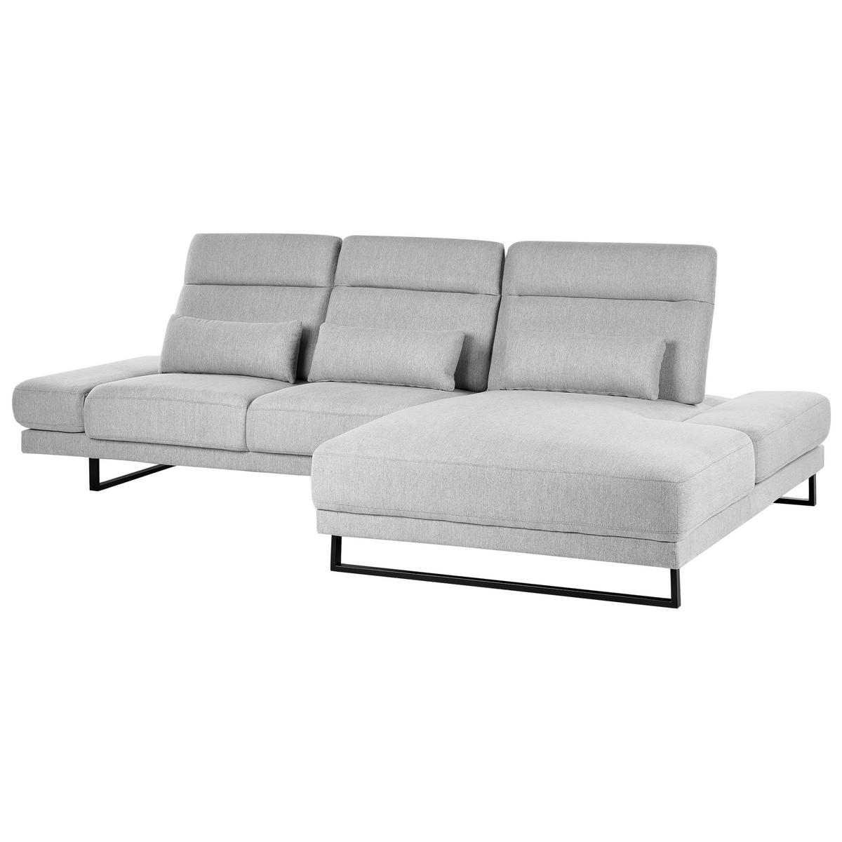 ECKSOFA 4-Sitzer Stoff Hellgrau linksseitig Ikast - Hellgrau/Schwarz, Textil (320/214cm) - Beliani
