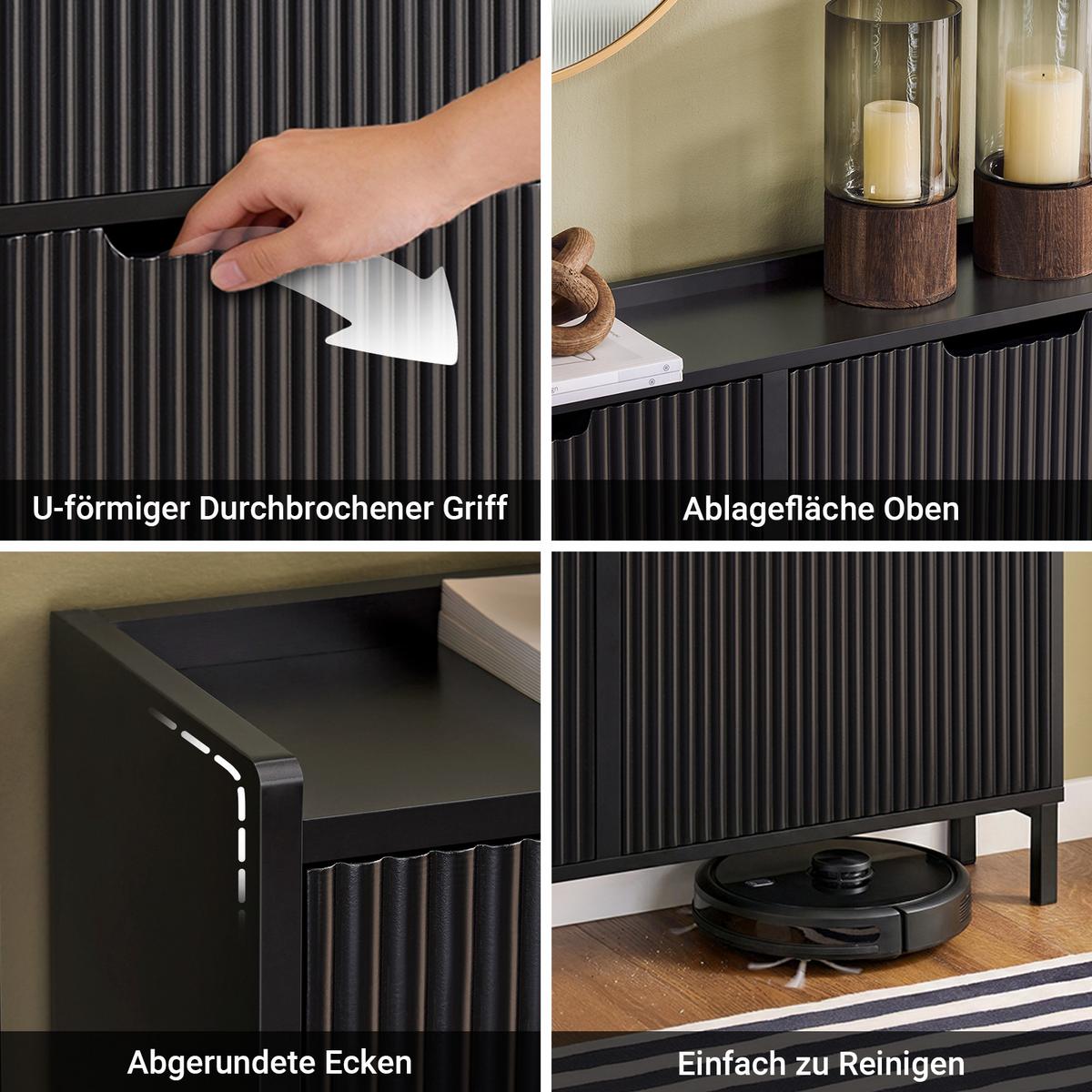 SCHUHSCHRANK schmal mit 4 Klappen 100x91x19cm Schwarz - Schwarz, Holzwerkstoff/Metall (100/91/19cm) - SoBuy