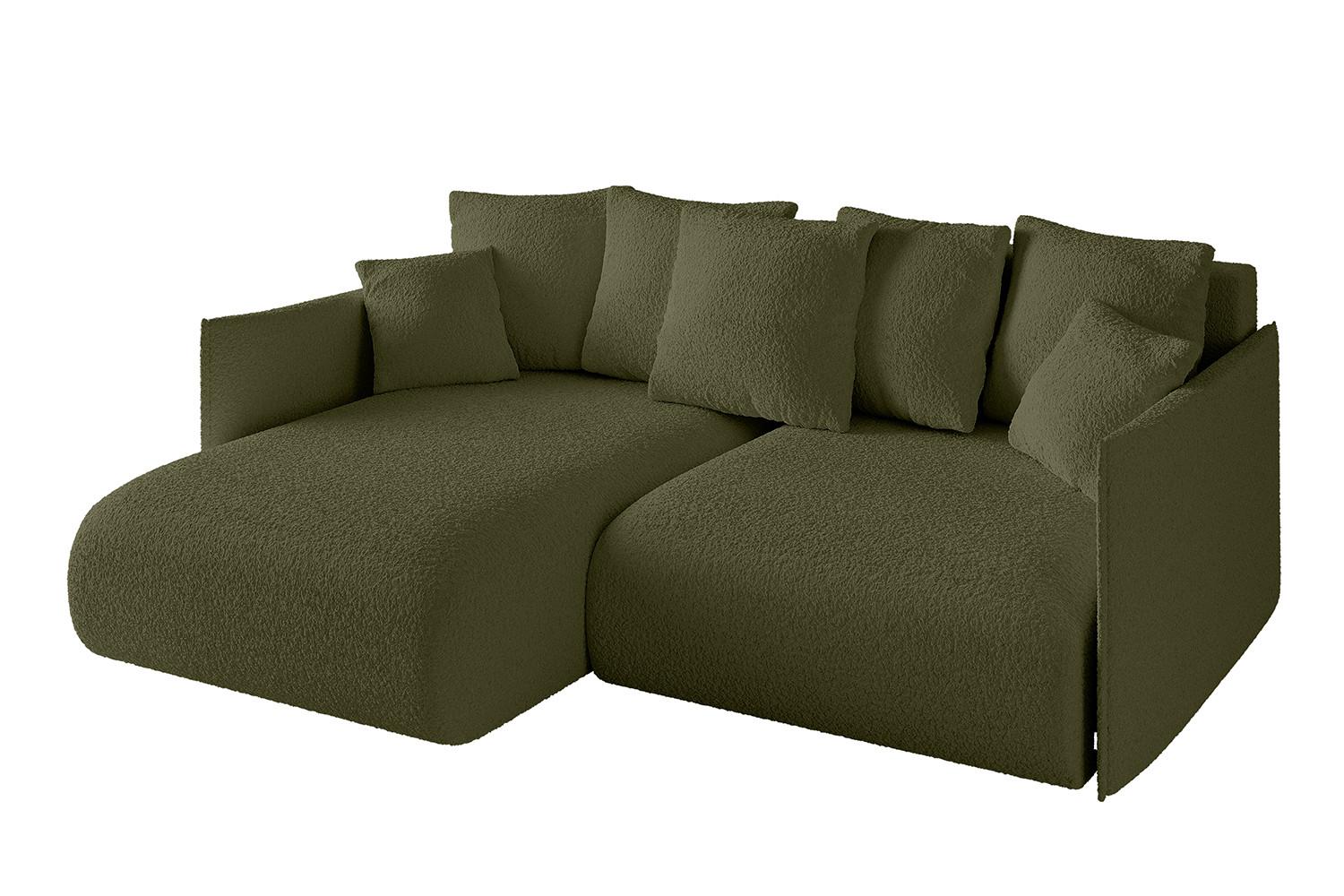 ECKSOFA Ottomane links ONESK-L 216x177x72 Grün Bouclé - Olivgrün/Grün, Holzwerkstoff/Kunststoff (216/177cm) - ALTDECOR
