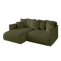 ECKSOFA Ottomane links ONESK-L 216x177x72 Grün Bouclé - Olivgrün/Grün, Holzwerkstoff/Kunststoff (216/177cm) - ALTDECOR