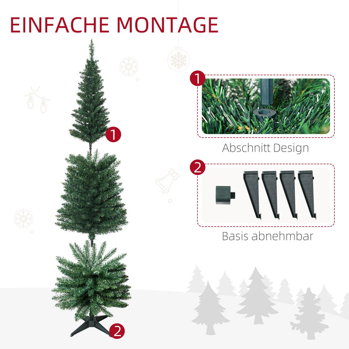 WEIHNACHTSBAUM 390 Spitzen Tannenbaum mit Kunststoffständer Grün - Grün, Kunststoff (180cm) - HOMCOM