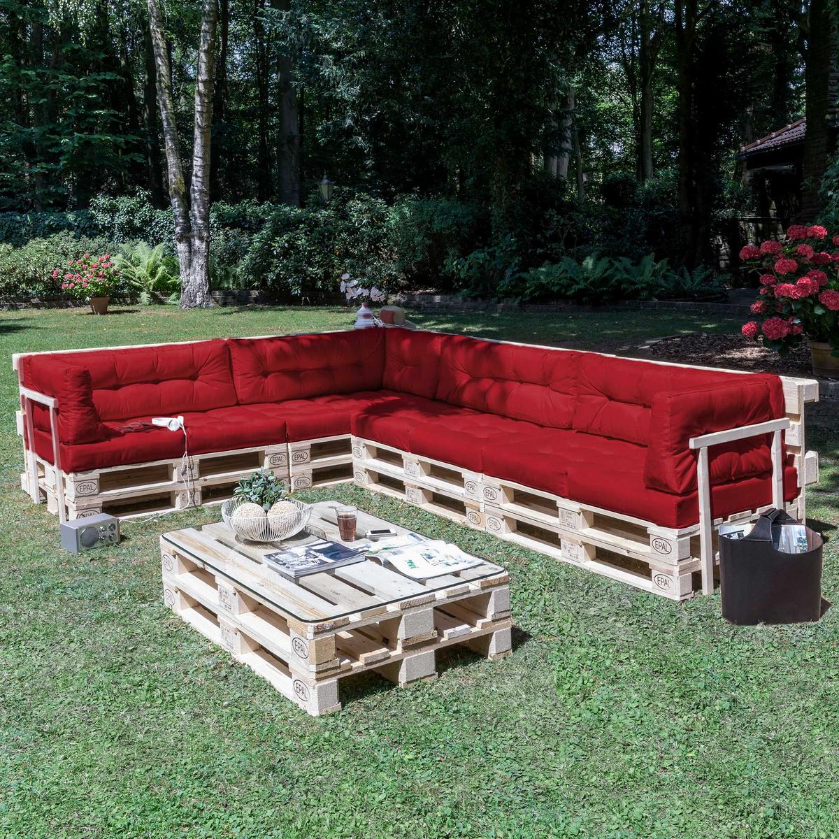 PALETTENKISSEN Eco Elements Rücken 120/40/10 cm Rot - Rot, Textil (40/10/120cm) - Beautissu 