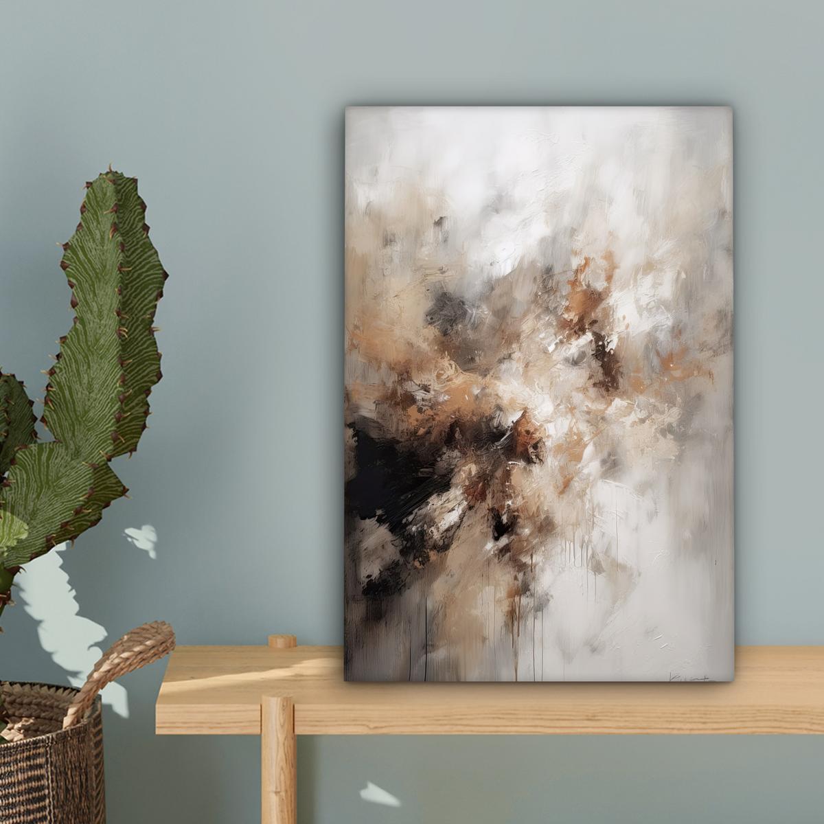 LEINWANDBILD Farbe - Abstrakt - Beige - Kunst Deko Wohnzimmer 20x30 cm - Greige, Textil (20/30cm) - MuchoWow