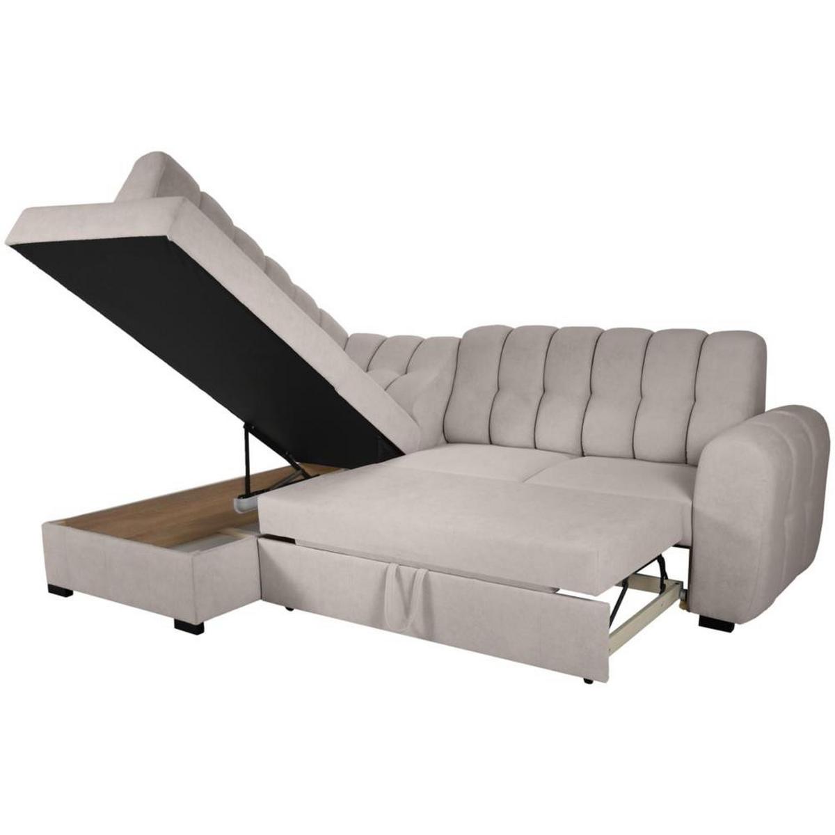 ECKSCHLAFSOFA Zoja links hellbraun - Hellbraun/Schwarz, Textil (261/193cm) - Beautysofa