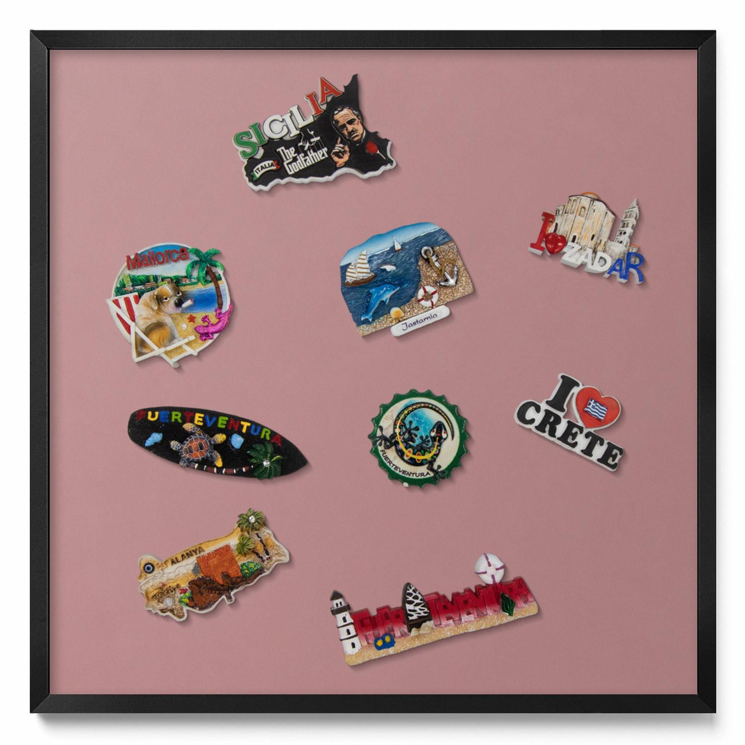 MAGNETTAFEL 50x50 cm Schwarzer Rahmen Pastellrosa - Pink, Metall (50/50/0.4cm) - TULUP