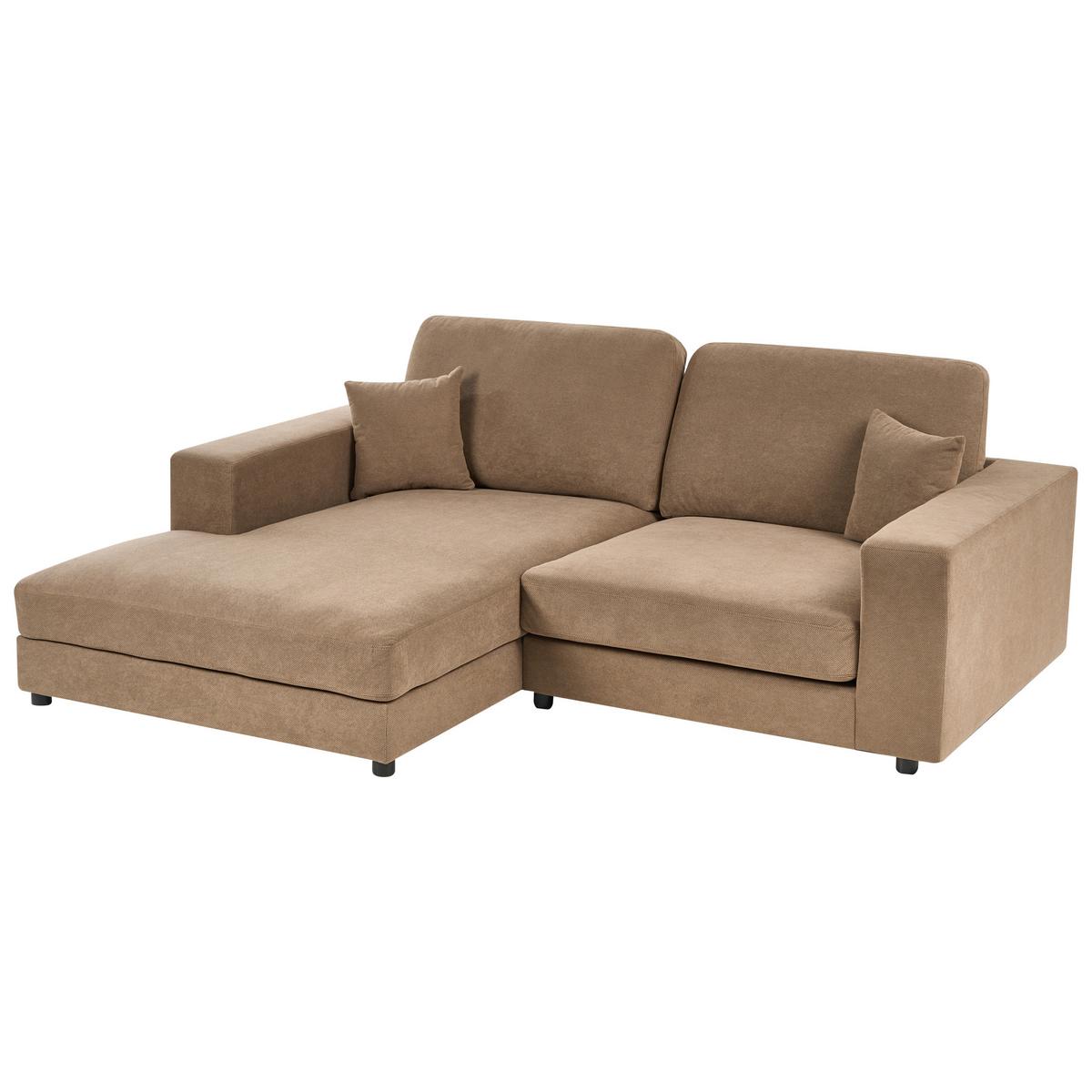 ECKSOFA 3-Sitzer Stoff Braun rechtsseitig Lofoten - Braun, Textil (250/185cm) - Beliani