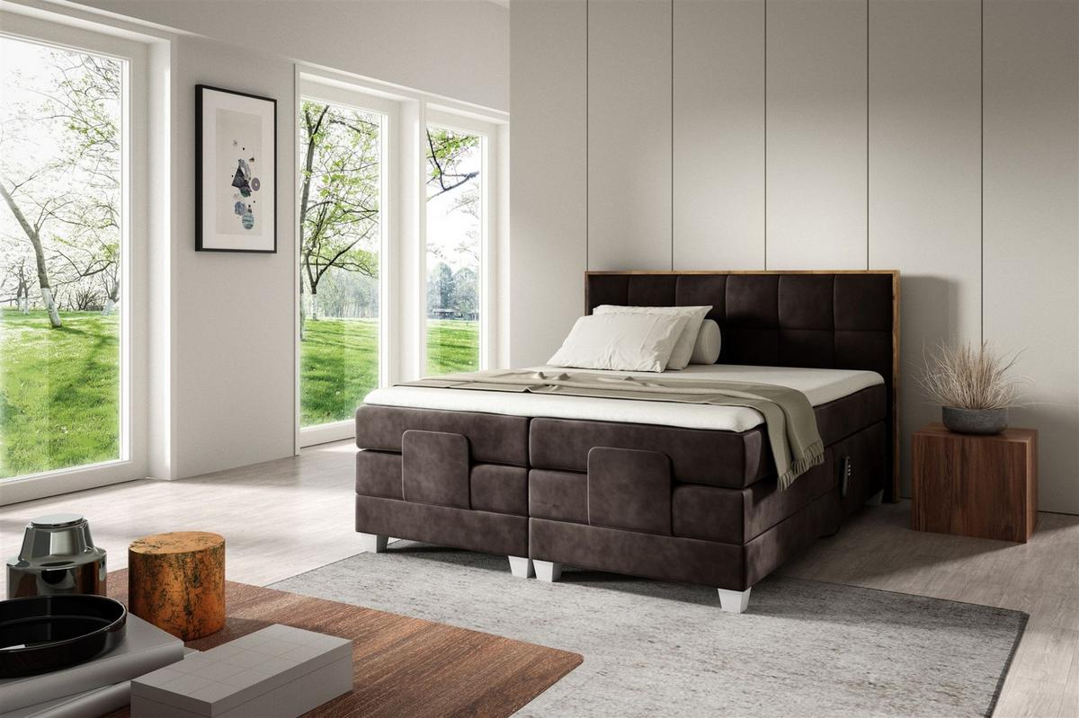 BOXSPRINGBETT Elektrisch Henry - Dunkelbraun, Holzwerkstoff/Textil (160/200cm) - Fun Möbel