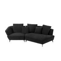 DESIGNSOFA GARBO Schwarz Webstoff - Schwarz, Textil/Metall (280/92/158cm) - KAWOLA
