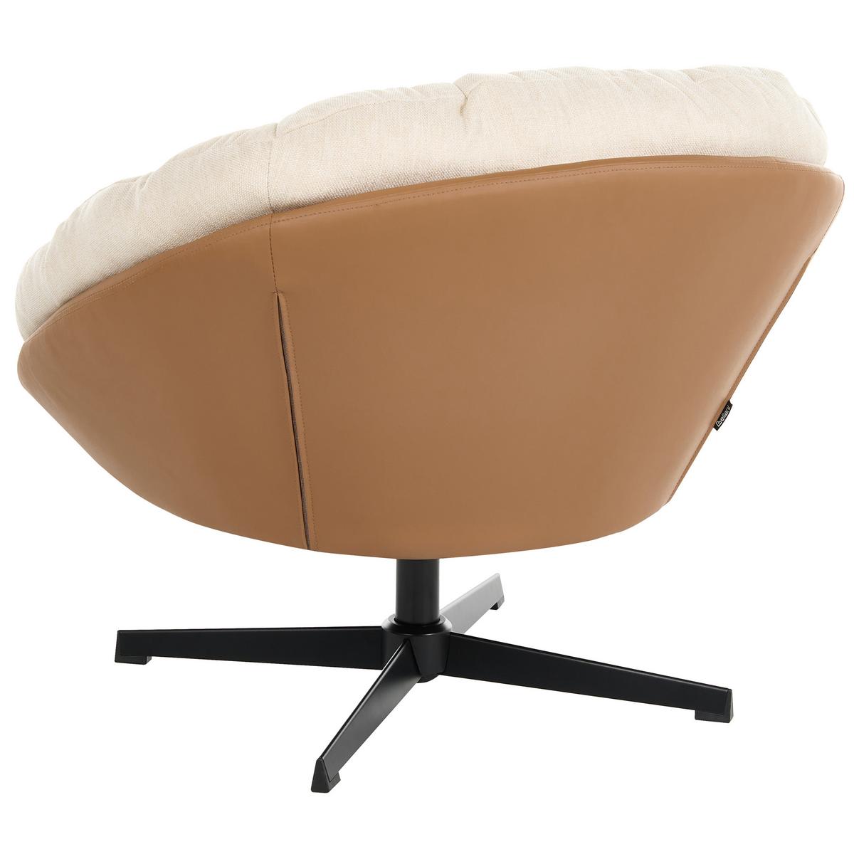 DREHSESSEL Stoff Beige Tranum - Beige/Schwarz, Textil/Metall (85/74/78cm) - Beliani