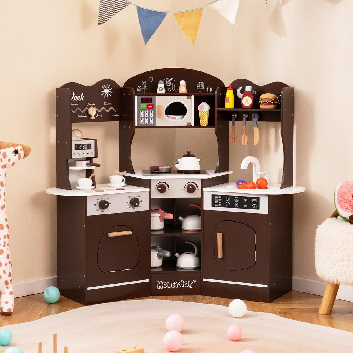 ECK-SPIELKÜCHE Braun - Braun, Holzwerkstoff (105/95/30cm) - COSTWAY